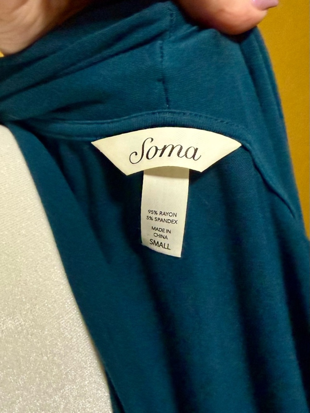 Soma Teal Blue Soft Jersey Sleeveless Open Front Knotted Vest Small - Picture 2 of 6